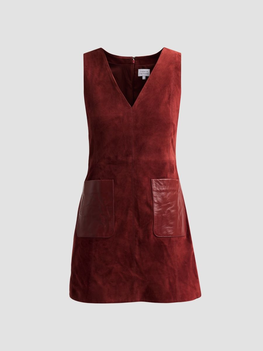 Tanya Taylor Women's Reign Suede Mini Dress - Deep Redwood - Size 0