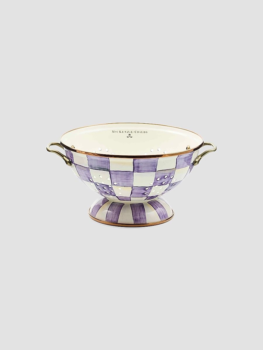 Violet Check Large Colander