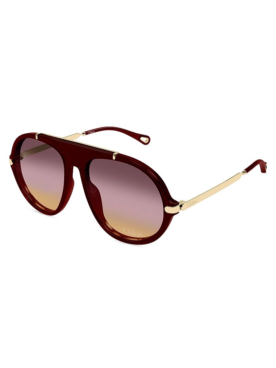 Women's Aly Combi 58MM Pilot Sunglasses - Gold Burgundy