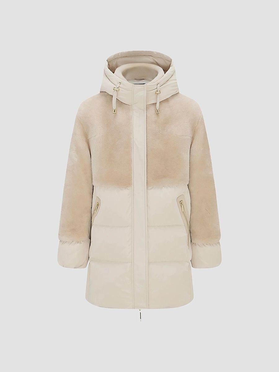 Gorski Women's Select Shearling Lamb Quilted Down Parka - Ivory - Size XL