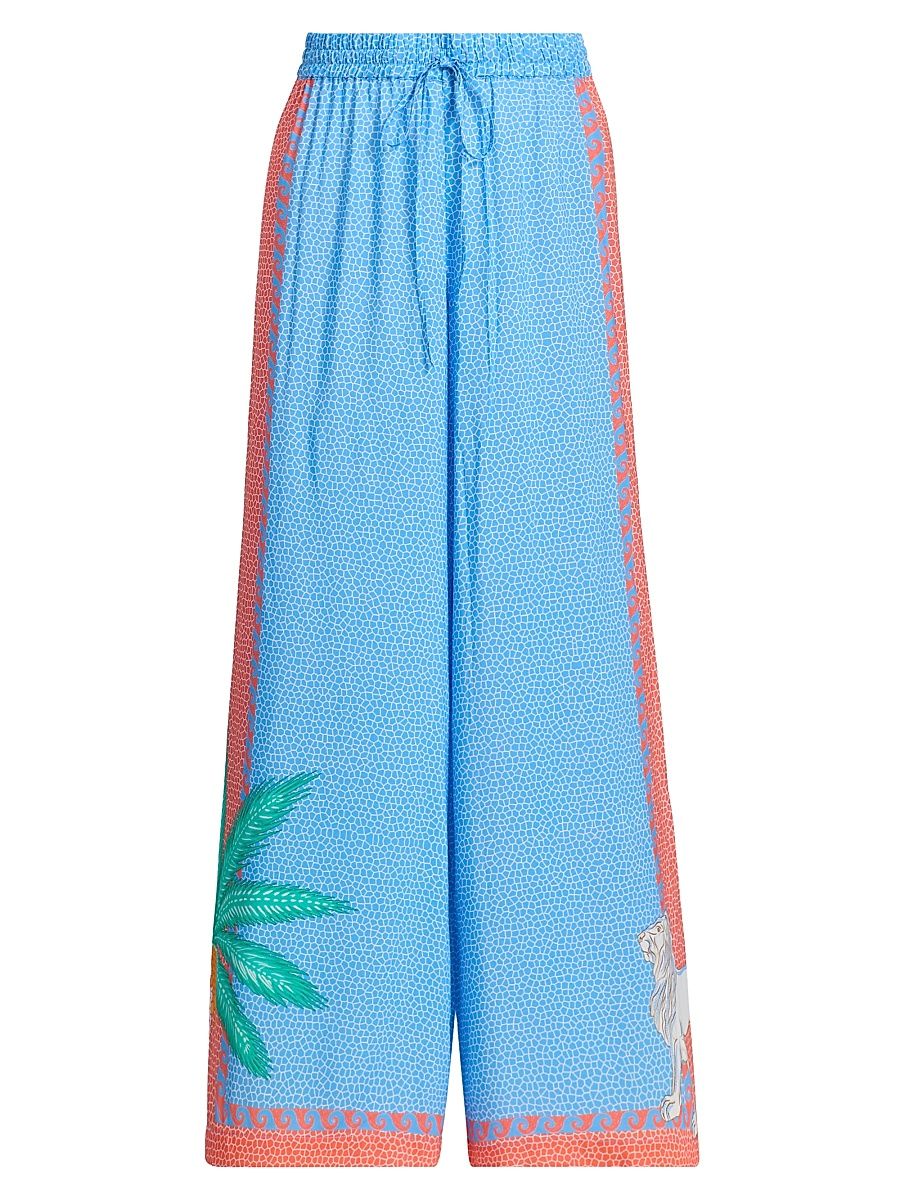 Women's Johnny Was x Paolita Pigalle Printed Drawstring Trousers - Circes Garden - Size Large