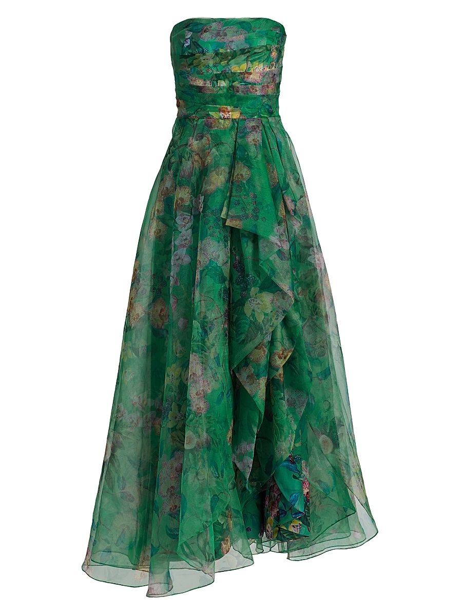 Women's Connie Organza Strapless Draped Gown - Lush Greenwood - Size 16