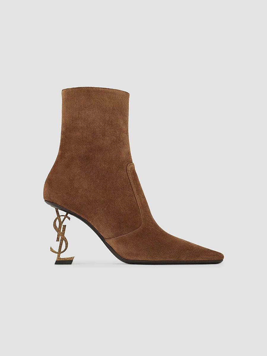 Saint Laurent Women's Opyum Booties in Suede - Dark Havana - Size 11