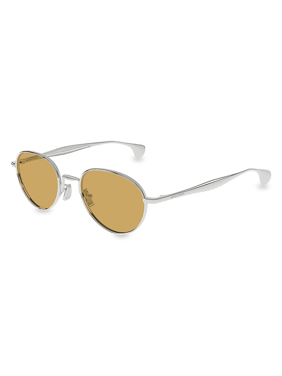 Women's Fin 50MM Round Sunglasses - Silver Yellow