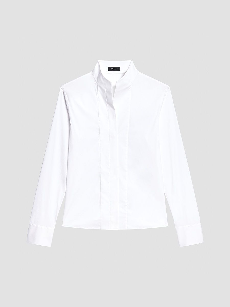 Women's Tailored Cotton-Blend Shirt - White - Size XL