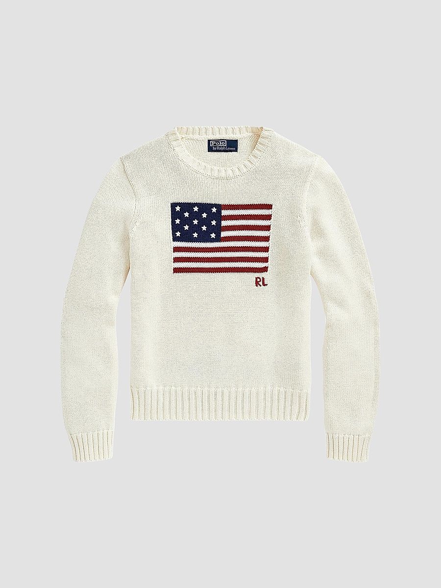 Polo Ralph Lauren Women's Flag Cotton Crewneck Sweater - Cream - Size XXS