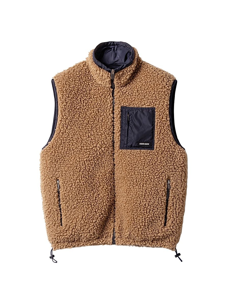 Women's Teddy Down Vest with Technical Pongé - Brown - Size 10