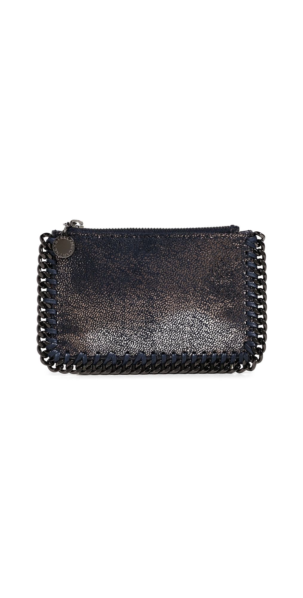 Stella McCartney Falabella Zip Card Holder Eco Shiny Dotted Chamois Dark Navy One Size