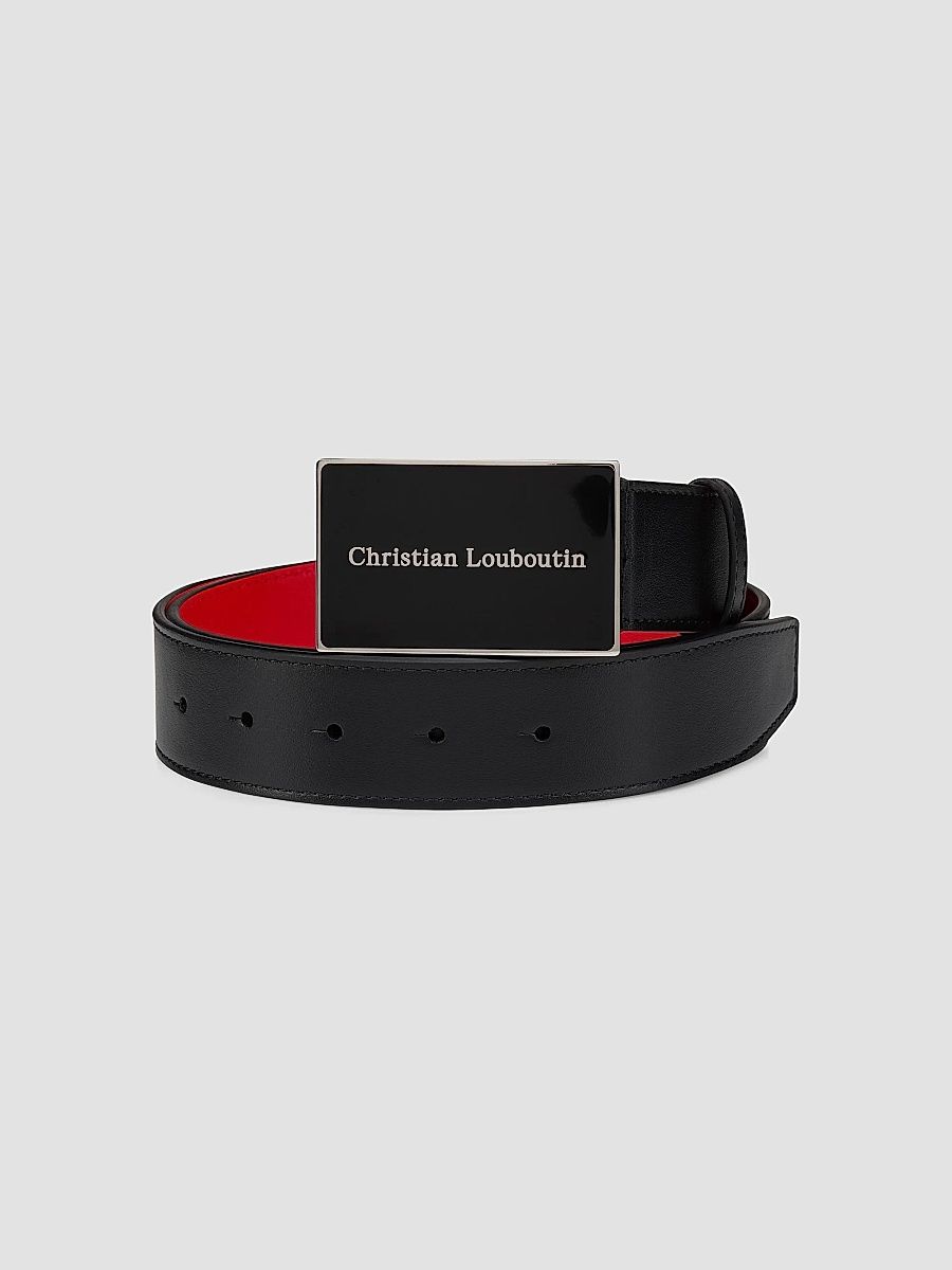 Christian Louboutin Men's Canopy Leather Belt - Black - Size 42
