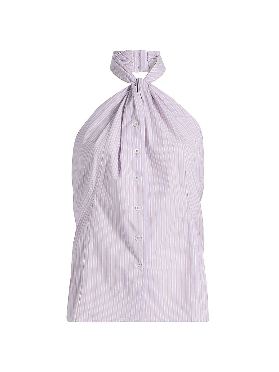 Women's Micala Pinstriped Open-Back Top - Hydrangea - Size XL