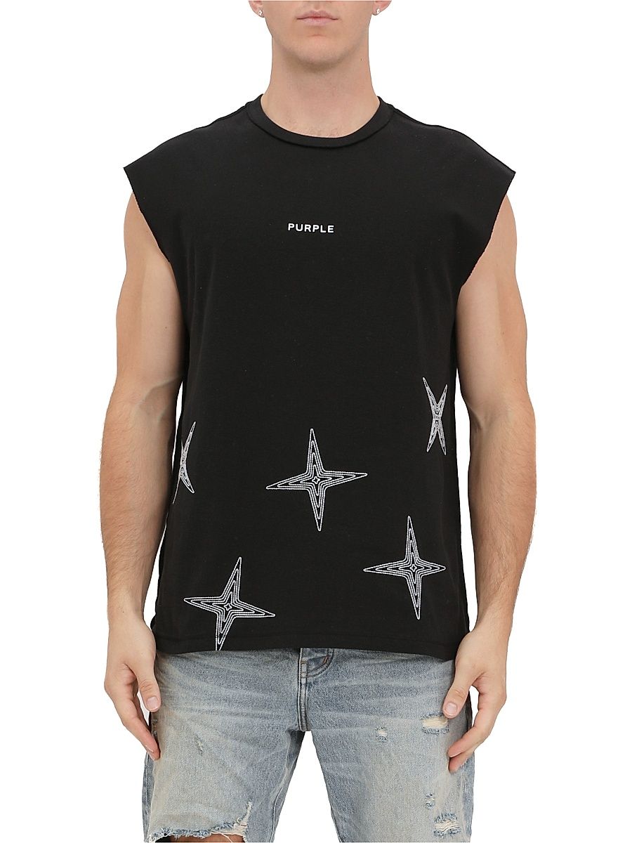 Men's Topstitched Cotton Muscle Tank - Black - Size XXL