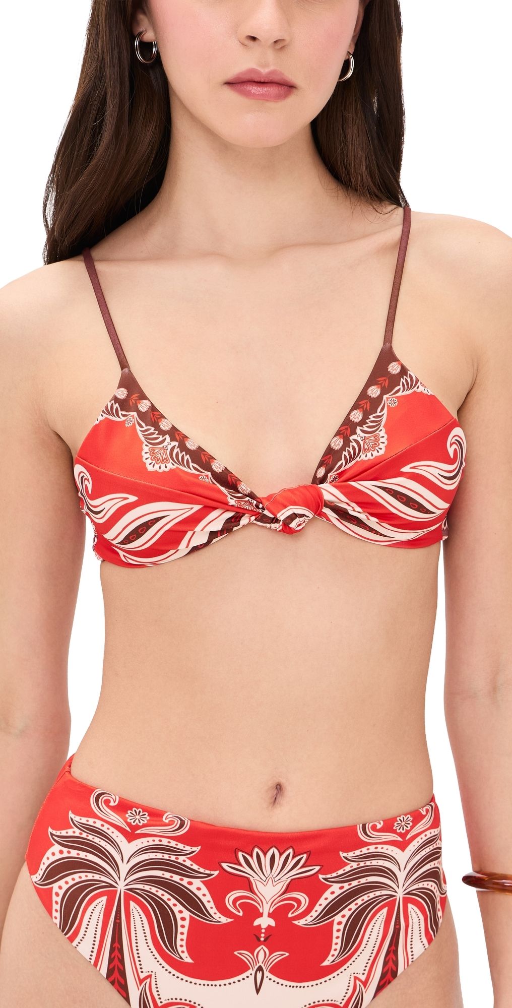 FARM Rio Ainika Garden Red Bandeau Bikini Top Ainika Garden Red L