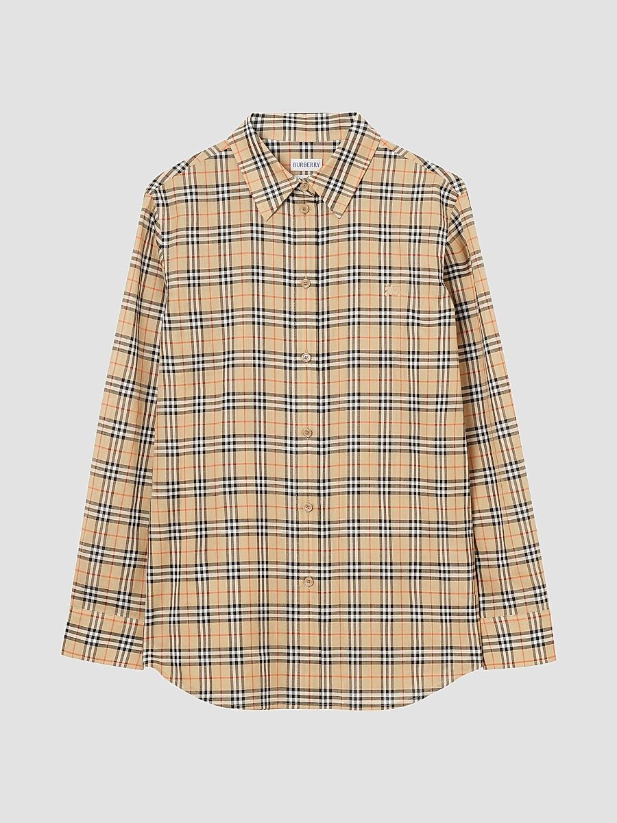 Women's Emma Check Cotton Shirt - Sand Check - Size 16