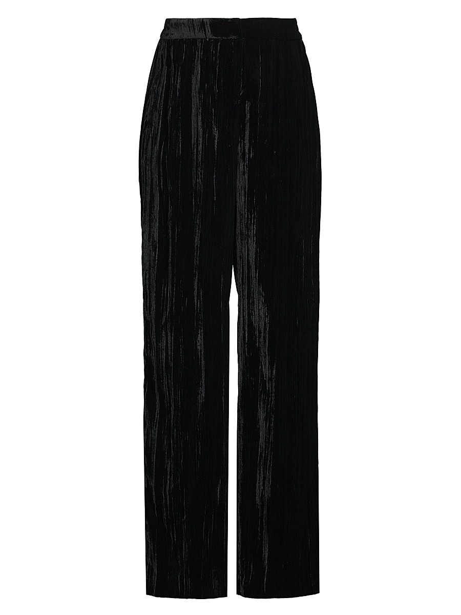 Women's Tyson Crinkled Velvet Pants - Black - Size 8