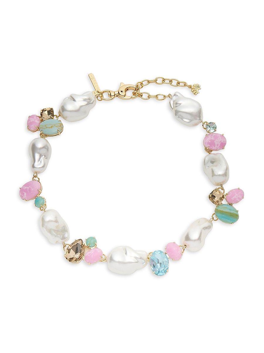 Women's Palm Beach Worth Avenue 14K-Gold-Plated & Multi-Stone Cluster Necklace - Seafoam Iris