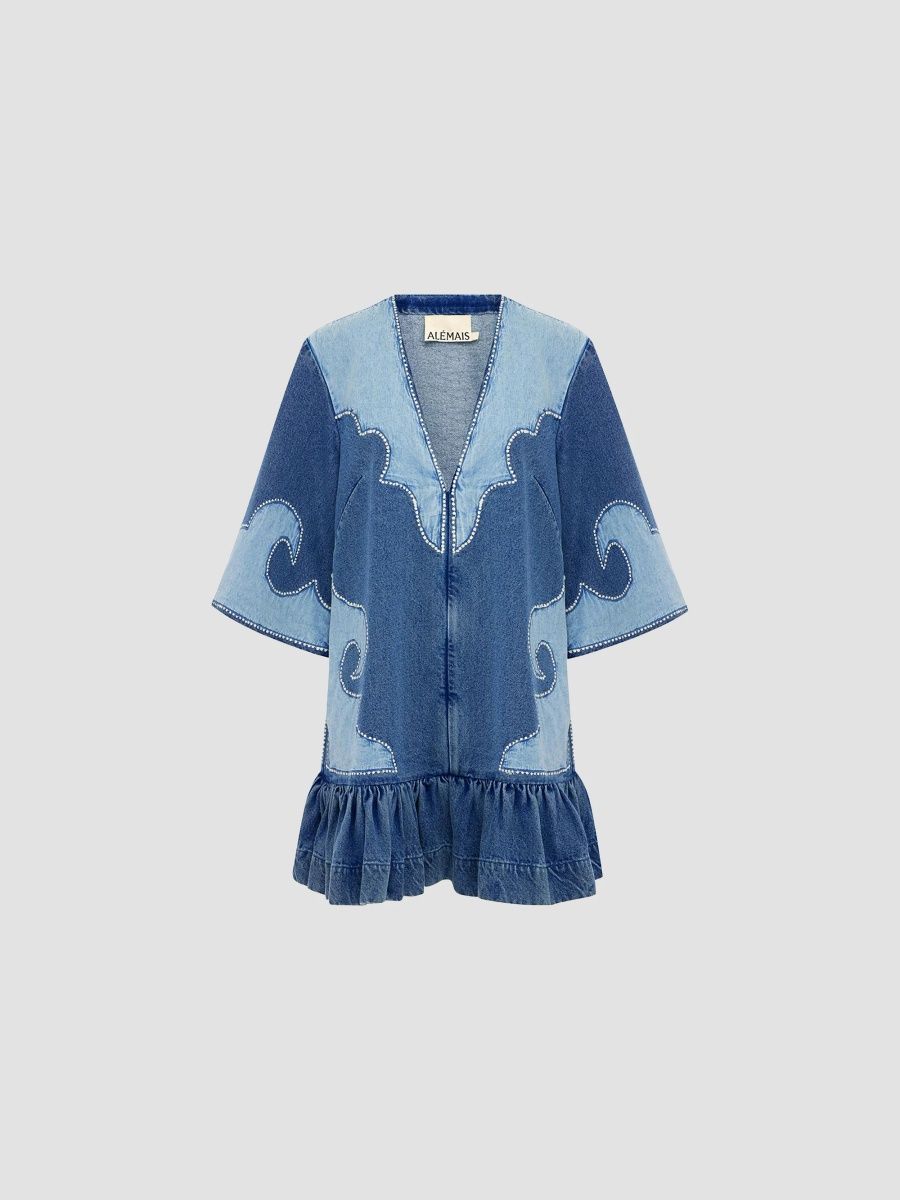 Women's Jesse Appliqué Denim Mini Dress - Blue - Size 10