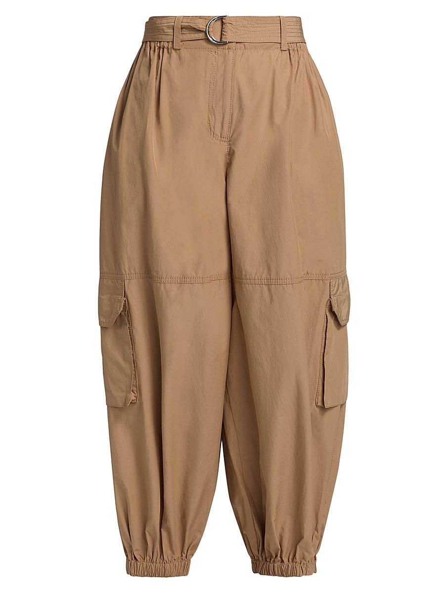 Women's Tamsin Poplin Balloon-Leg Cargo Pants - Camel - Size XL