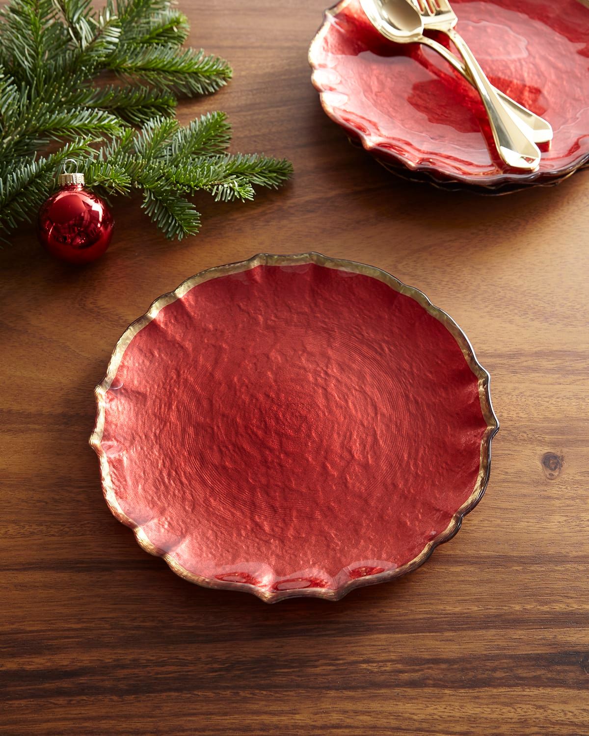 Baroque Glass Red Salad Plate