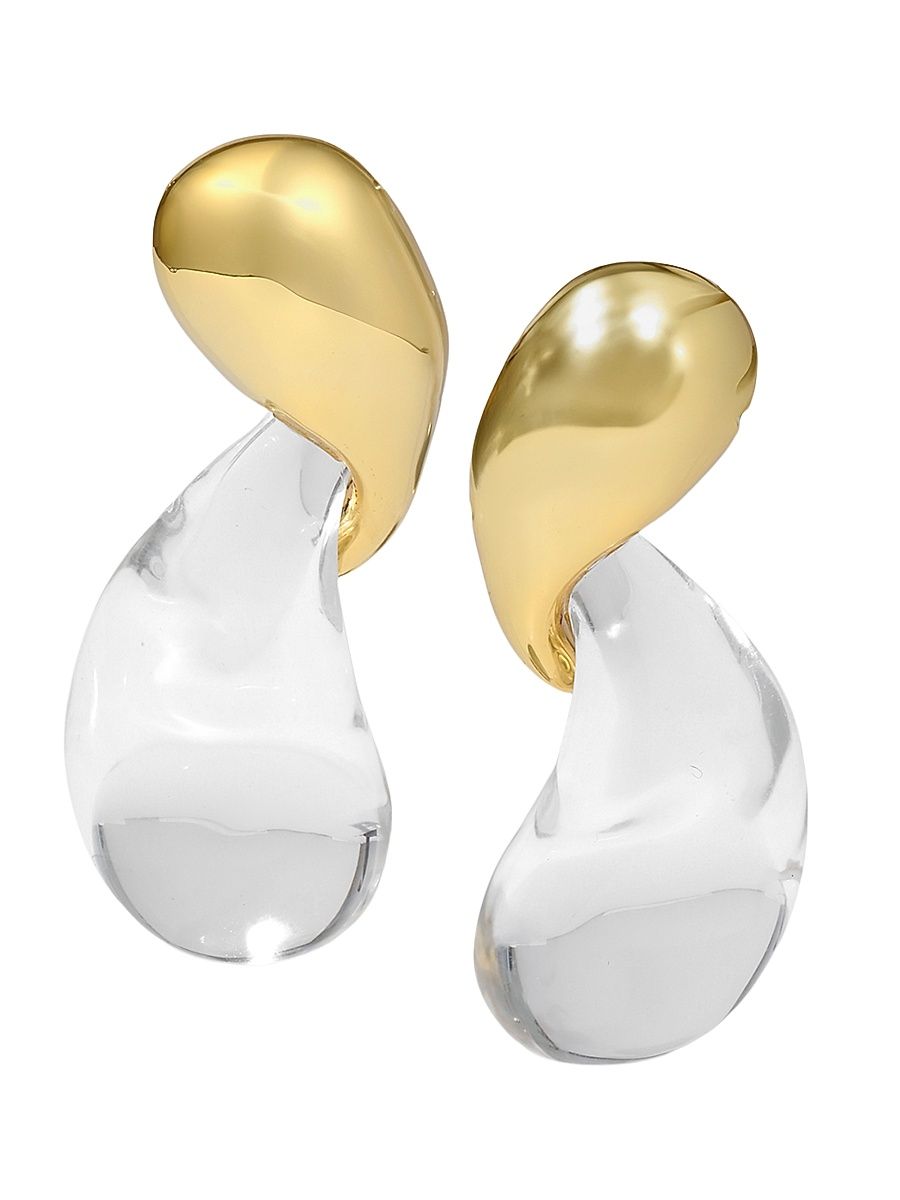 Women's Modernist Goldtone & Lucite Drop Earrings - Clear