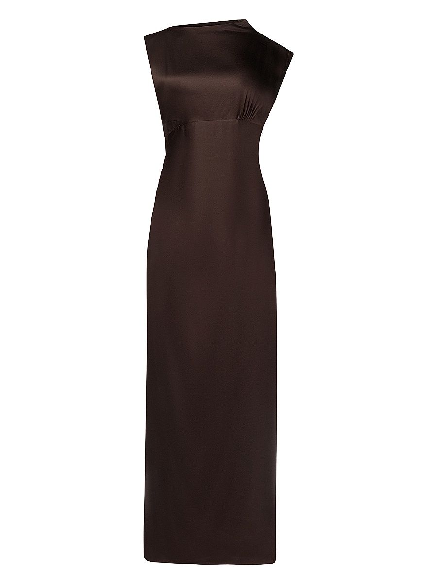 Women's Ruched-Waist Stretch-Silk Maxi Dress - Delicioso - Size 12