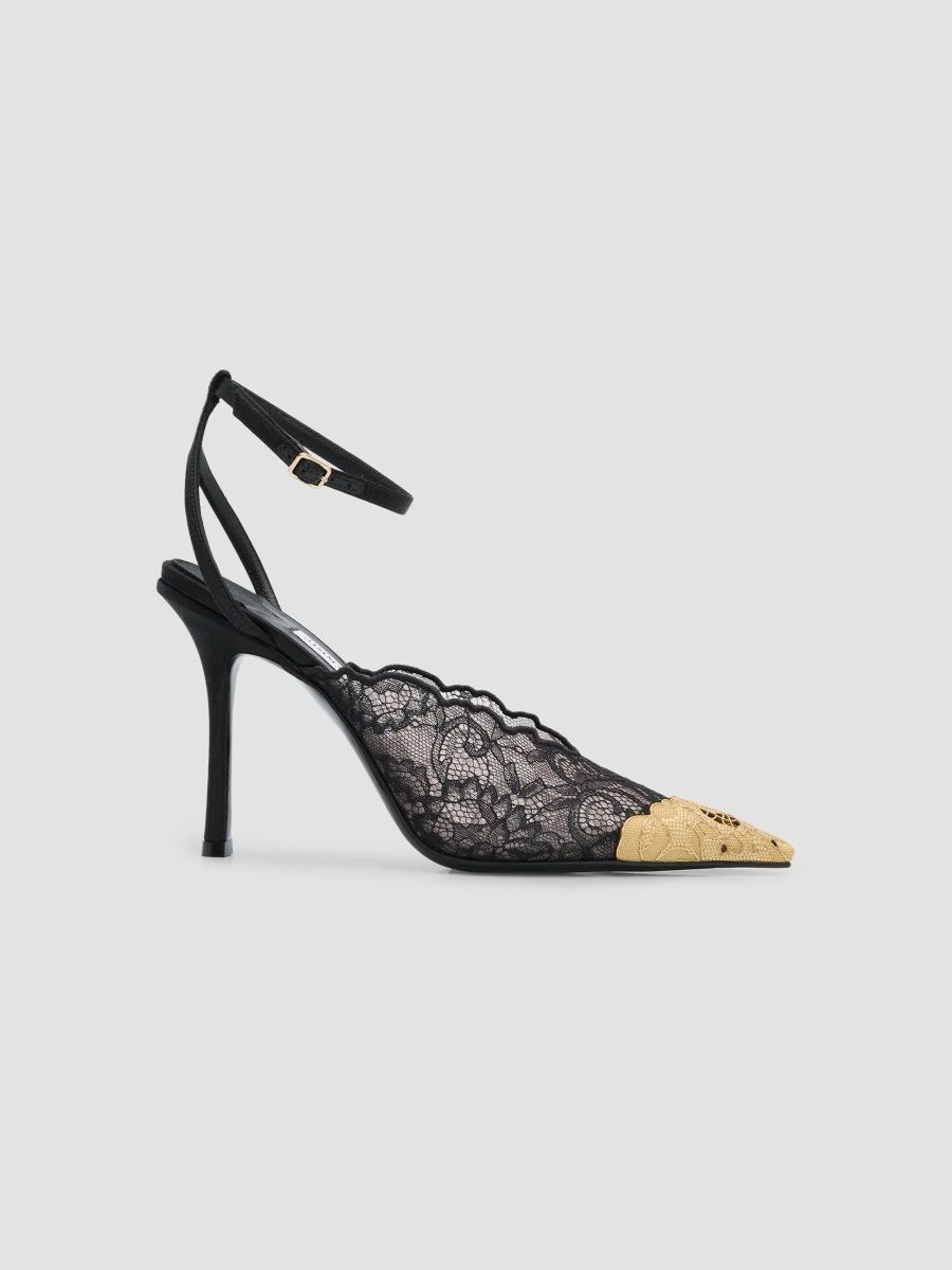 Jimmy Choo Women's Faiz 100MM Lace Pumps - Black Vintage Gold - Size 6