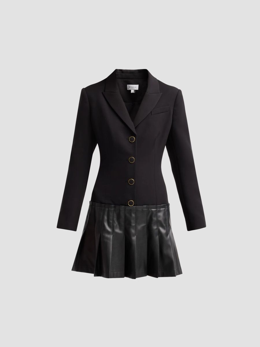 Milly Women's Porter Pleated Blazer Dress - Black - Size 4