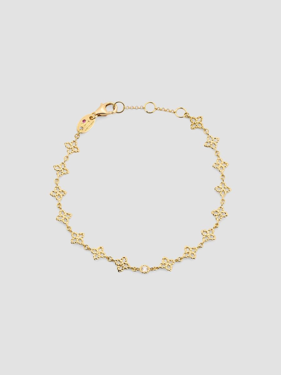 Roberto Coin Women's Principessa 18K Yellow Gold & 0.58 TCW Diamond Flower Link Bracelet - Yellow Gold