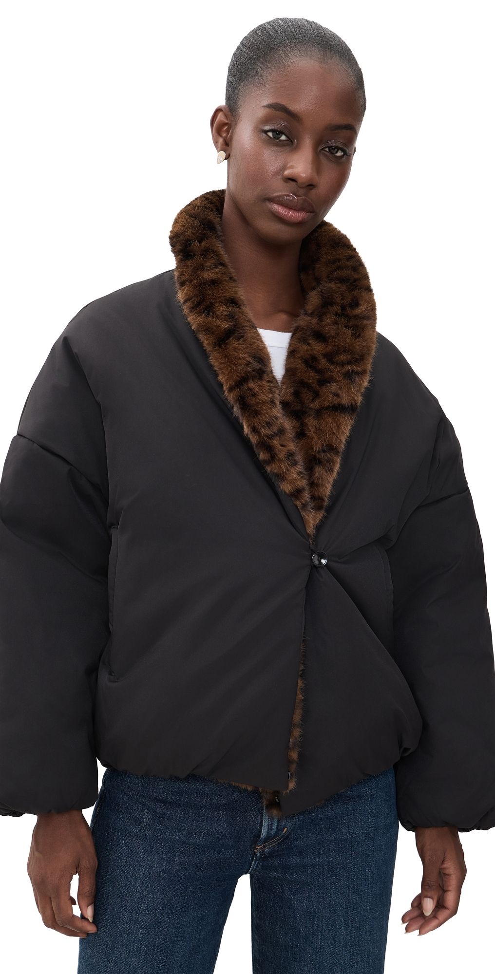 Bailey Rose Black Leopard Jacket Black S