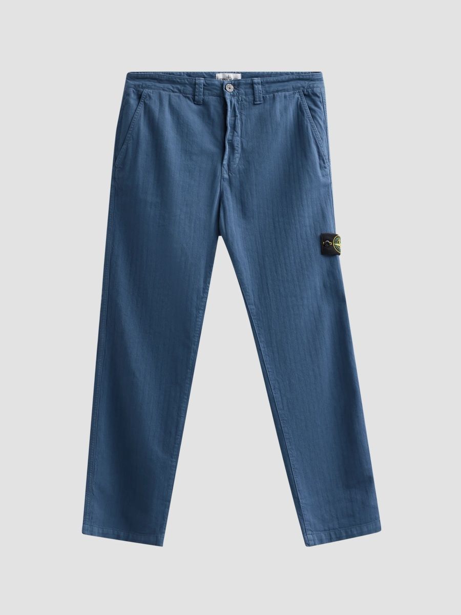Stone Island Men's Textured Cotton Straight-Leg Pants - Slate Blue - Size 28