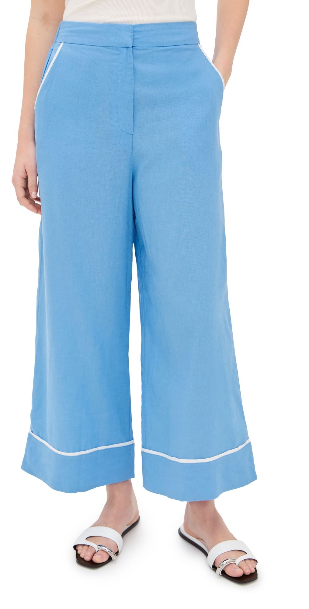 Dress To Contrast Crop Pants Aura Blue/Offwht 4