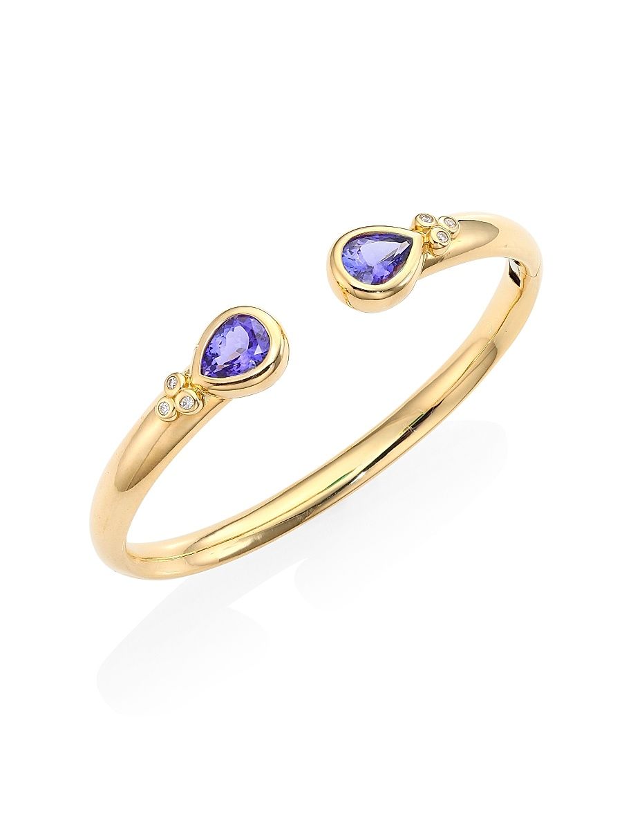 Women's Florence86 Bella 18K Yellow Gold, Tanzanite & Diamond Cuff Bracelet - Yellow Gold