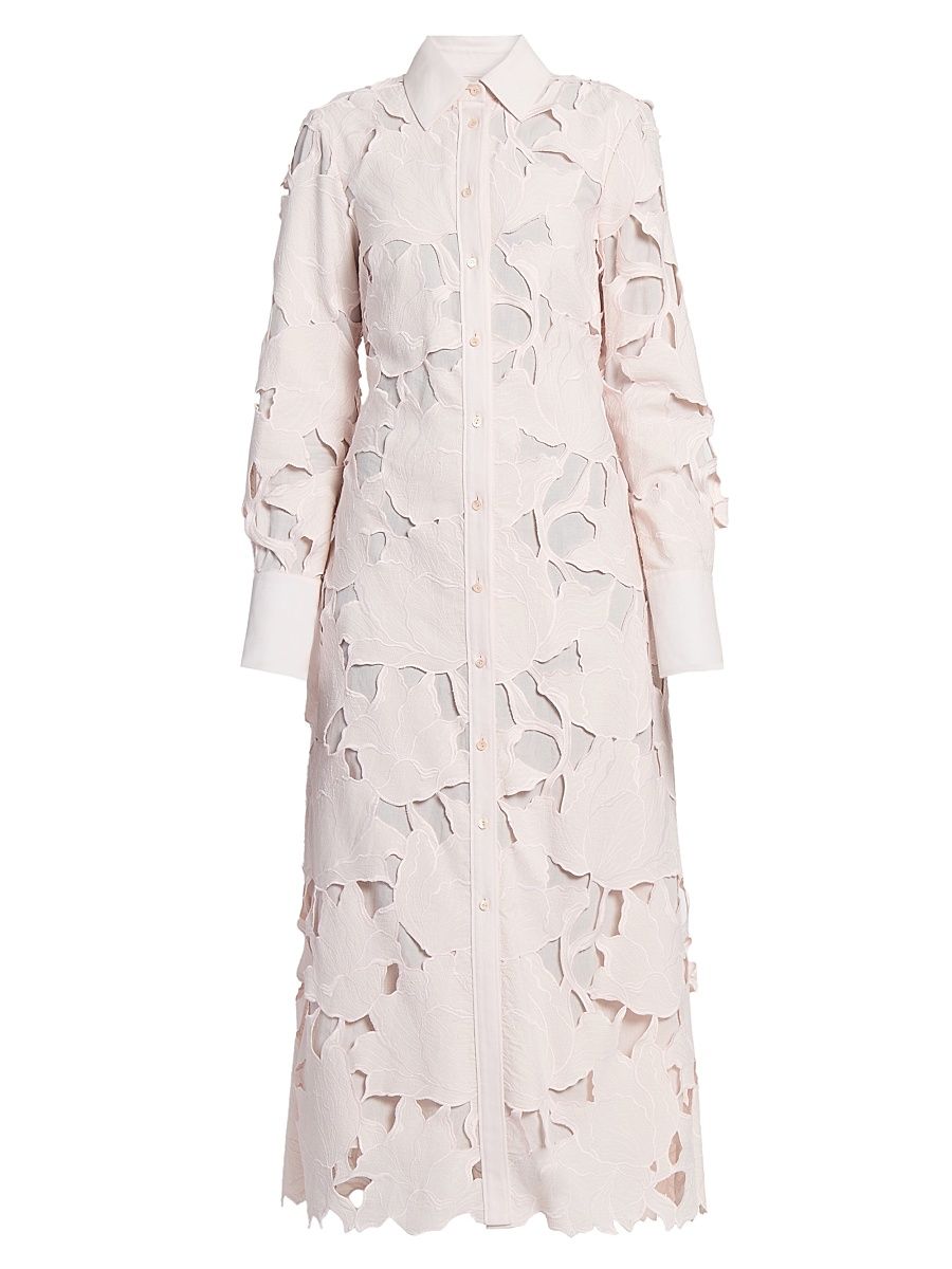 Women's Cameo Guipure Lace Shirtdress - Cameo Pink - Size 10