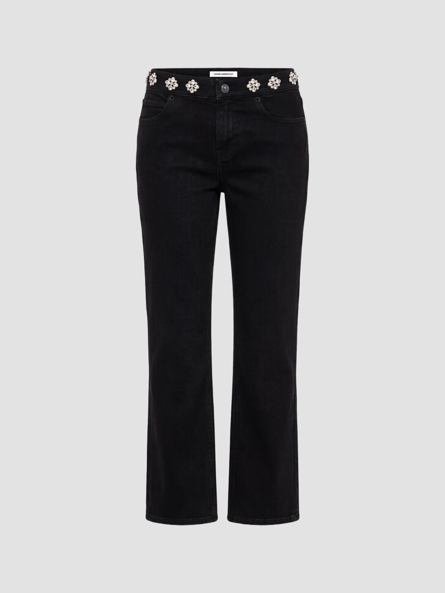 Good American Women's Holiday Embellished Good Low-Rise Bootcut Jeans - Black - Size 8