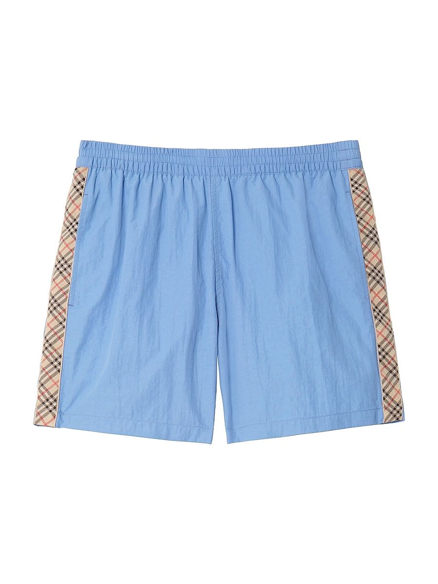 Men's Seb Check-Trim Swim Shorts - Cornflower Blue - Size XL