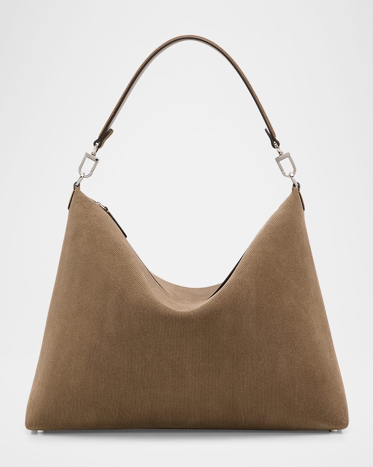 Medium Bevel Corduroy-Effect Suede Tote Bag