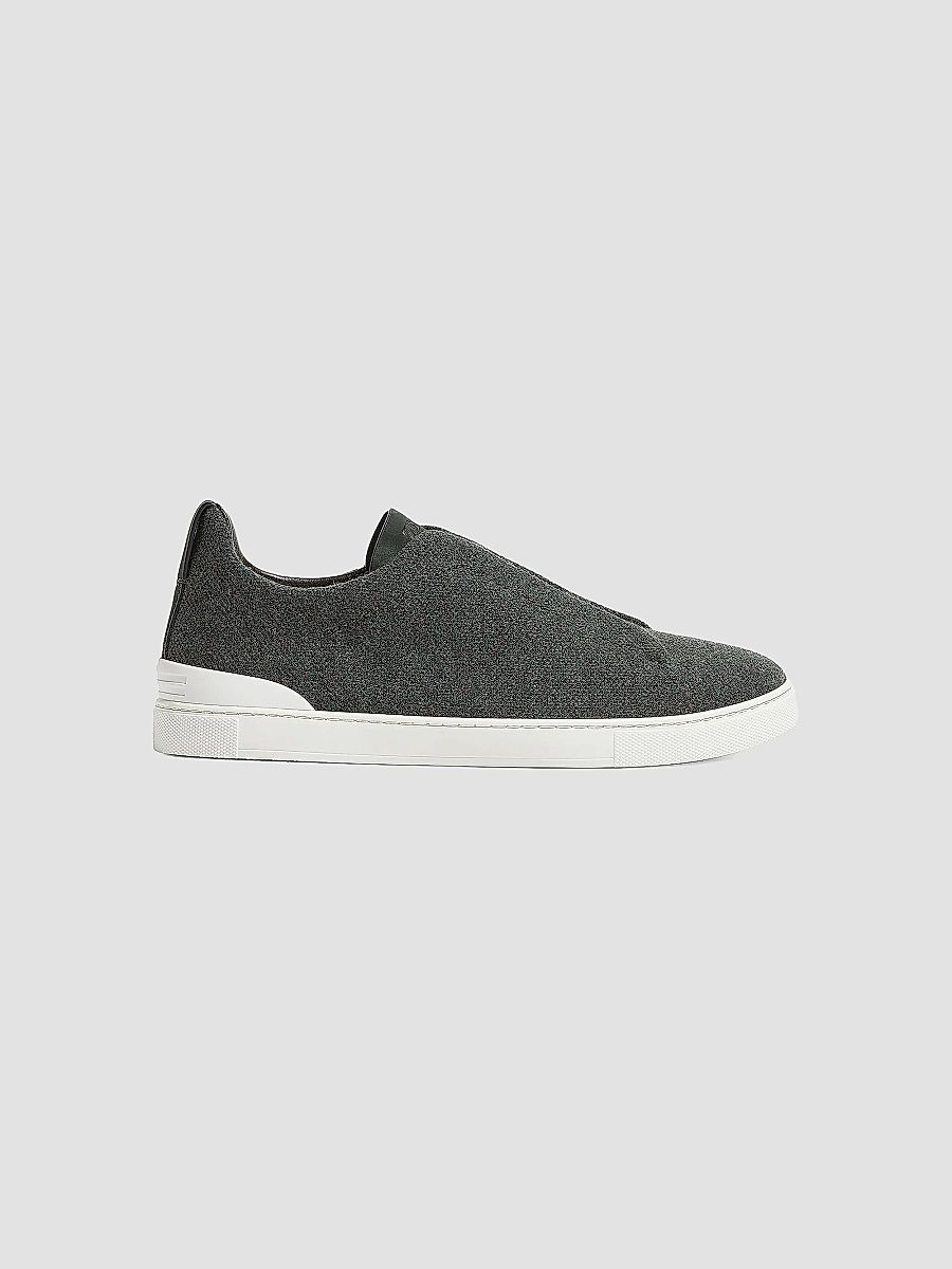 ZEGNA Men's Oasi Cashmere Triple Stitch Sneakers - Green - Size 8.5