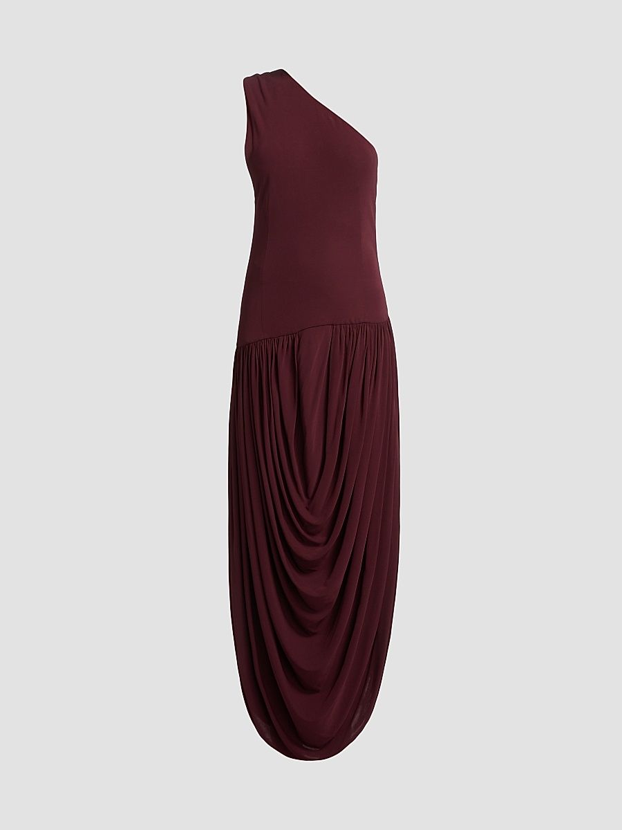 Women's The Mila Draped One-Shoulder Maxi Dress - Merlot - Size 10