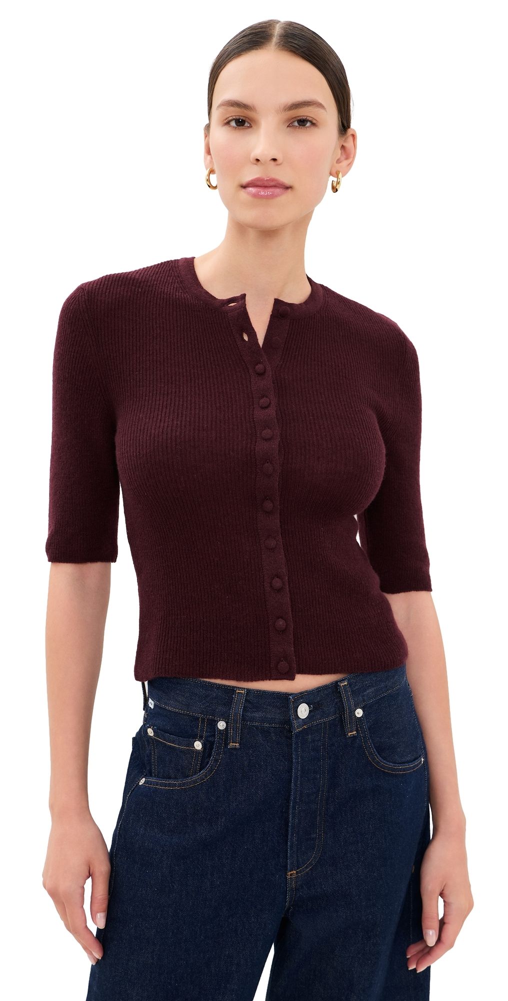 Citizens of Humanity Tabitha Cardigan Sweater Burgundy XL