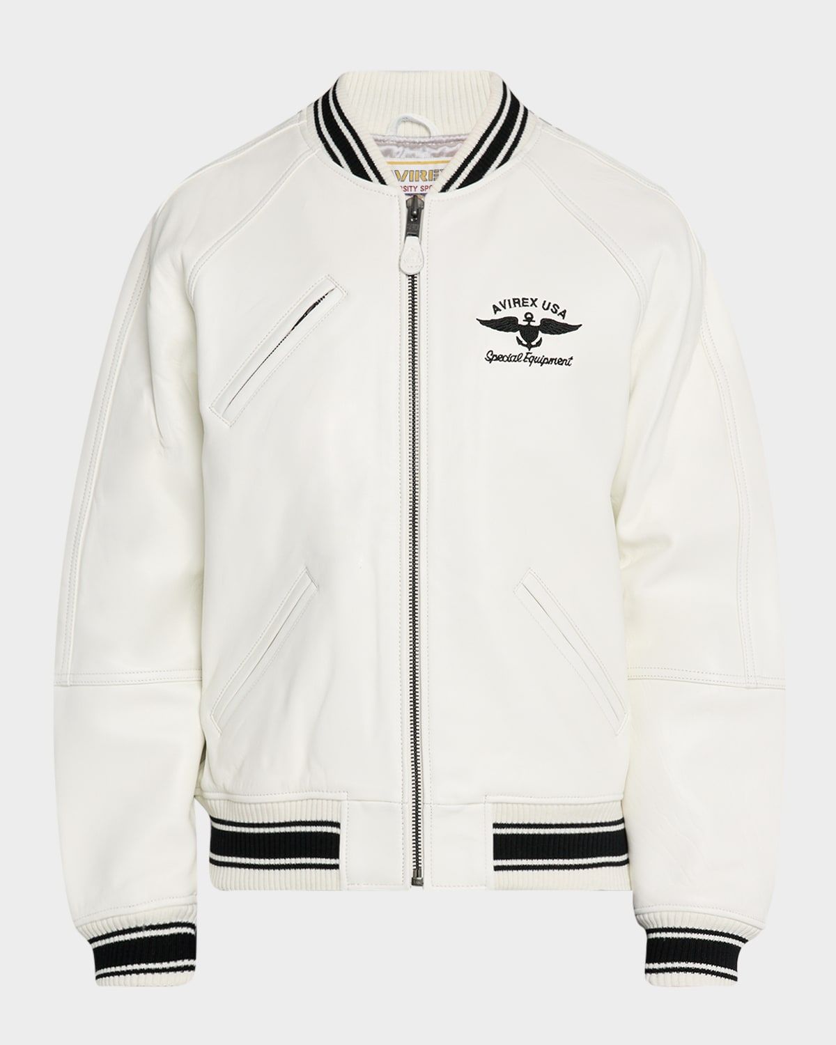 Men & apos;s Stadium Embroidered Leather Varsity Jacket