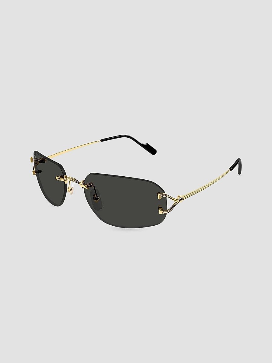 Cartier Men's Motifs De Cartier Ct0663S Metal Rimless Rectangular Sunglasses - Gold