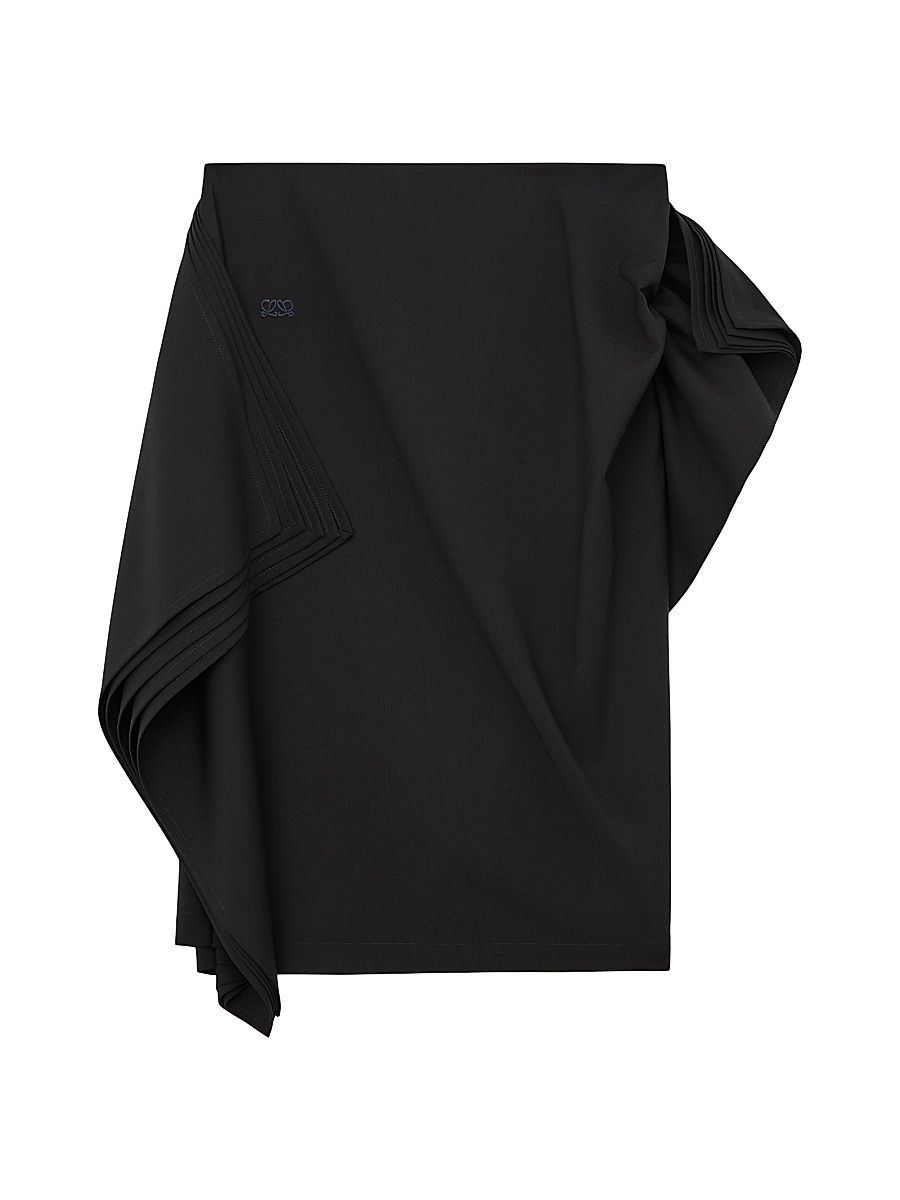 Women's Drape Wool Skirt - Black - Size 10