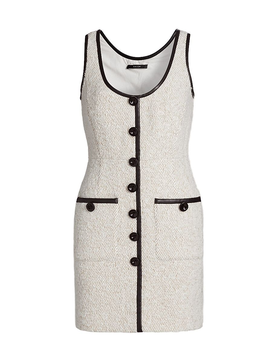 Women's Zola Tweed Sleeveless Minidress - Ivory Camel - Size 14