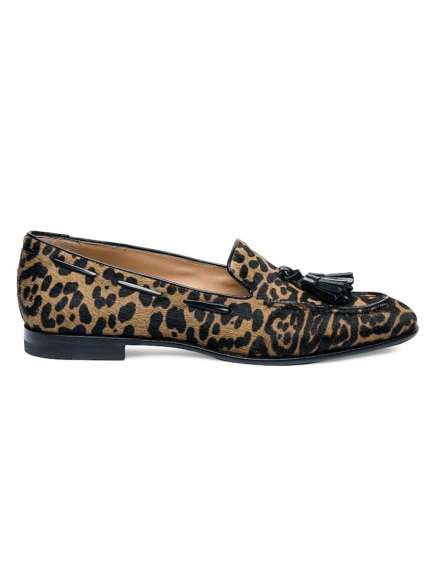 Women's Andrea Leopard-Print Calf Hair Loafers - Leopard - Size 6