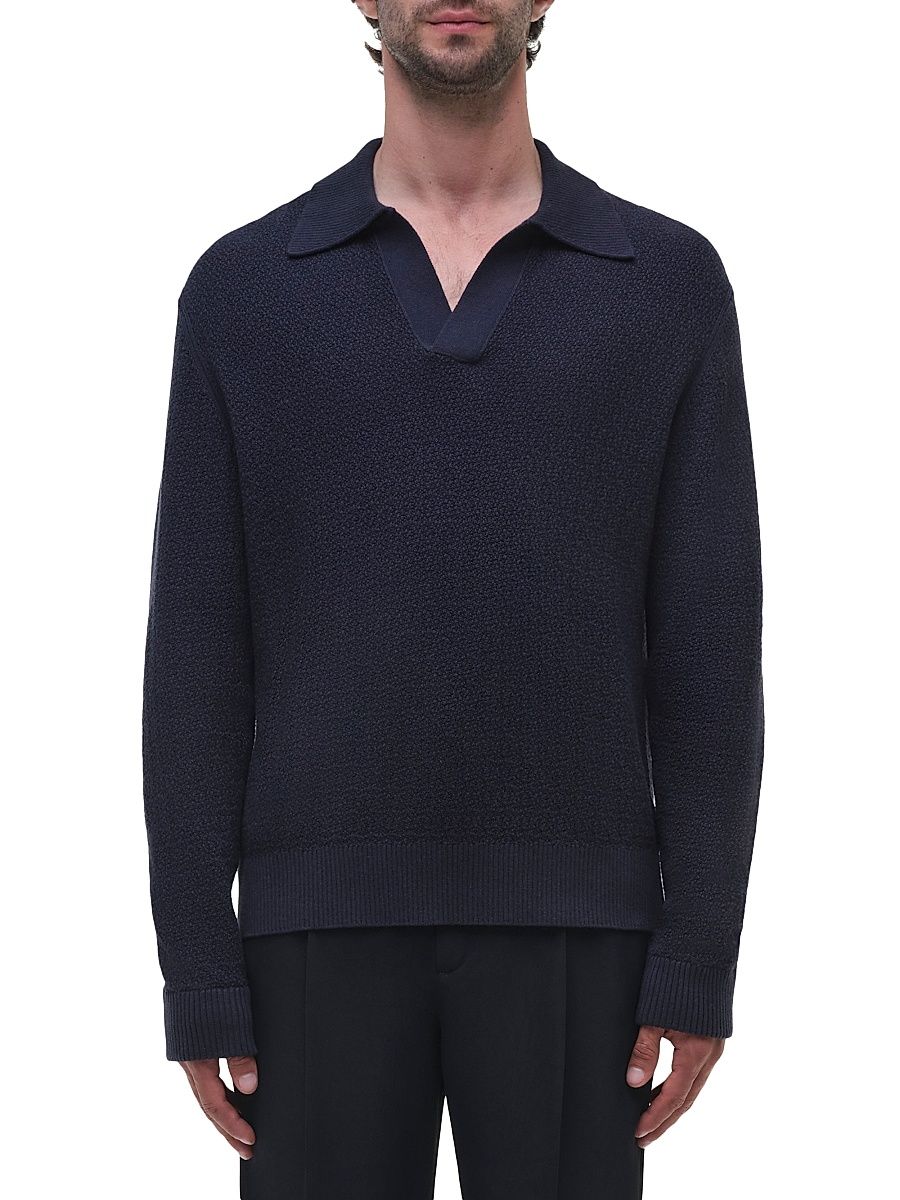 Men's Horatio Cotton-Cashmere Polo Sweater - Midnight - Size XL