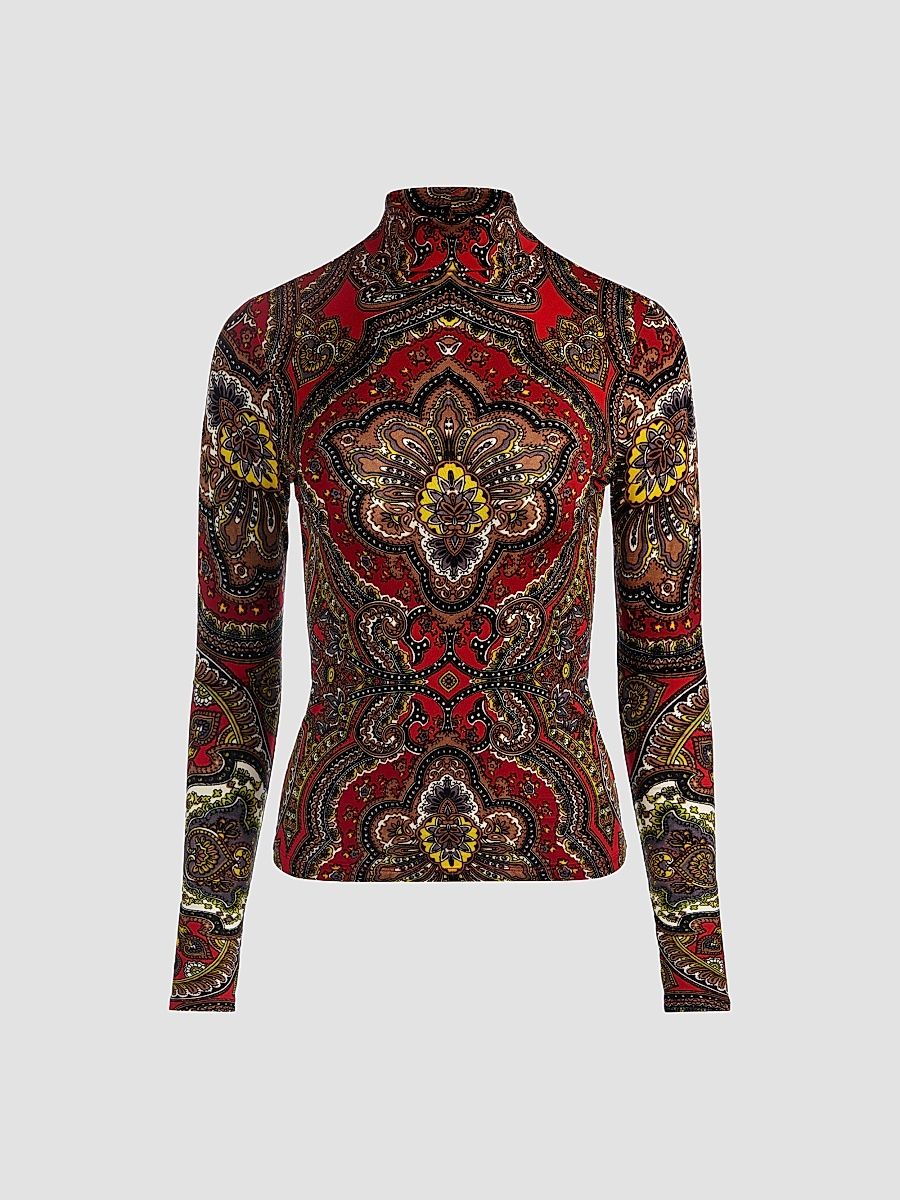 Women's Delaina Floral Turtleneck Top - Bon Voyage Hibiscus Multi - Size XS
