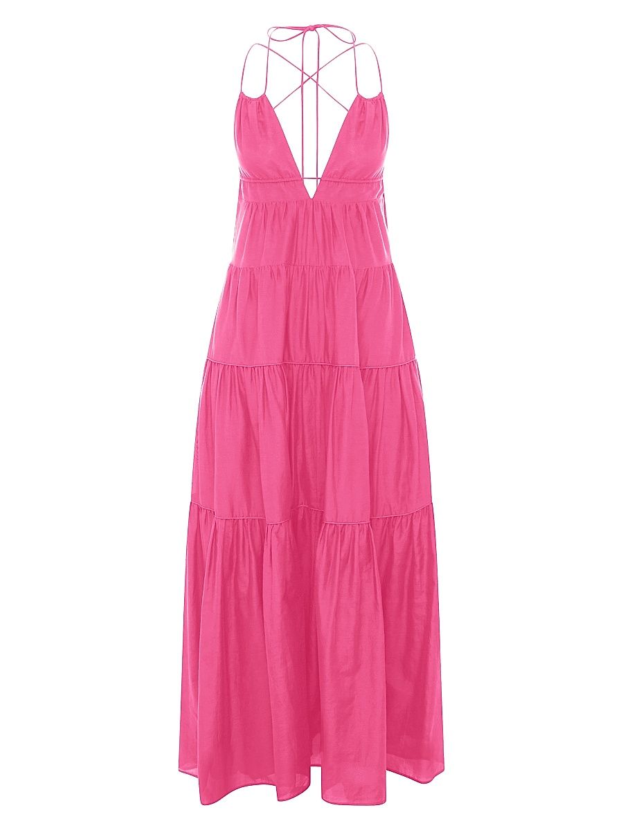 Women's Lolita Tiered Maxi Dress - Hot Pink - Size XL