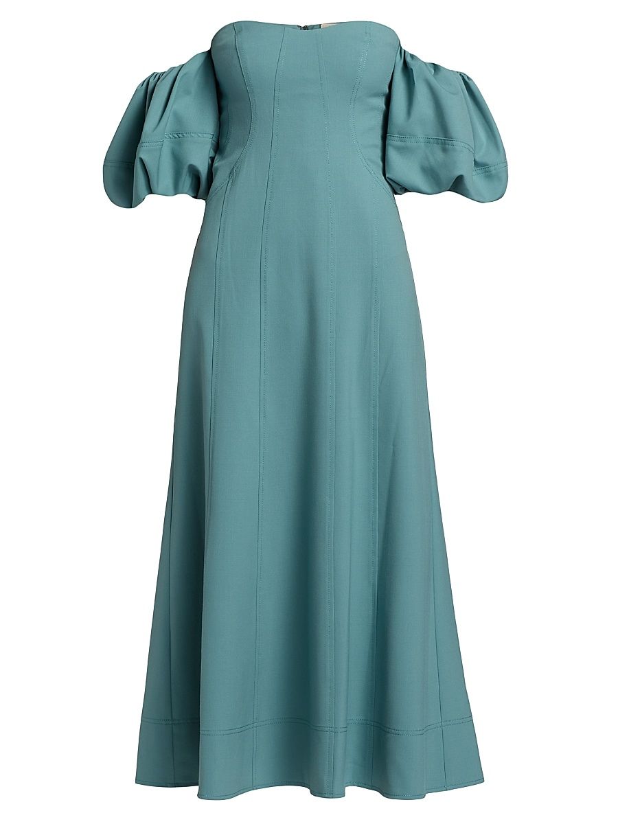 Women's Ninia Off-the-Shoulder Midi-Dress - Ocean - Size 10