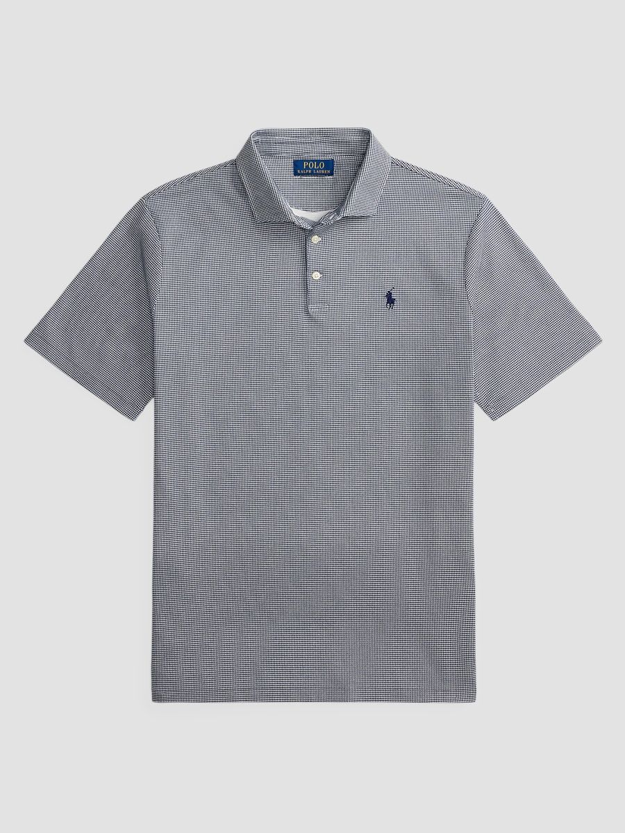 Polo Ralph Lauren Men's Houndstooth Cotton Interlock Short-Sleeve Polo Shirt - Fairway Newport Navy - Size XXL