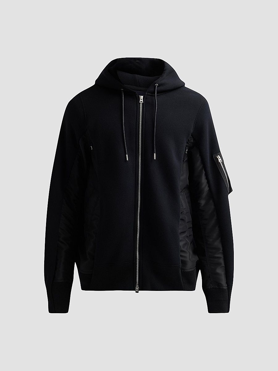Men's Sponge Sweat x Nylon Twill Hoodie - Black - Size XL