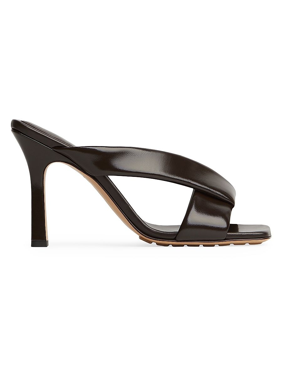 Women's 90MM Interwoven Leather Mules - Camomile - Size 11